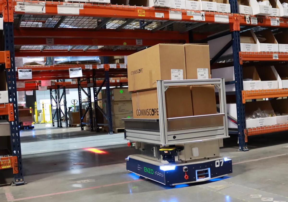 ENZO autonomous mobile robot in warehouse fulfillment operation